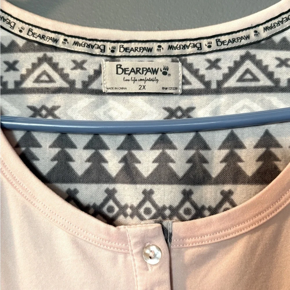 Bearpaw Long Sleeve Cozy Pajama 2 Piece Set Womens‎ Sz 2x Pink/Grey SOFT & WARM